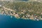 Aerial view of Croatia coast line. Rab island