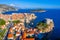 Aerial view of Croatian town Dubrovnik and Lovrijenac fortress