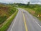 Aerial view of crooked path of road on the mountain.