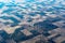 Aerial view of crop circles and crop squares from Idaho near the snake river. Circle shaped fields and square shaped fields