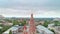 Aerial view of the cross on spire of Odessa Lutheran St. Paul`s Cathedral, German Evangelical Lutheran Church of Ukraine