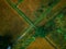 Aerial View of Crossroads in a Rice Field Landscape