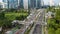 Aerial view of the A crowd of people enjoy Sunday morning near Bunderan Hotel Indonesia area. Car free day is finally back after