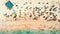 Aerial View Of A Crowded Beach With Sunbathers And Swimmers :Bird\\\'s Eye (Generative AI)