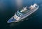 Aerial view of cruise liner sailing in the sea