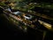 Aerial view on a cruise ship at night at Southampton Port UK aerial high altitude