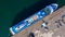 Aerial view cruise ship parking the pier, Cruise ship at harbor. Aerial view beautiful large white ship, Top view from drone of