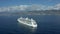 Aerial view. Cruise ship sailing across the Mediterranean sea.