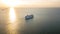 Aerial view Cruise ship at sunset in ocean, Aerial view large cruise ship at sea, Passenger cruise ship vessel, sailing across the