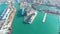 Aerial view of cruise ships moored in the port