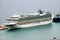 Aerial view of cruises docked in the port of Alicante.