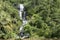 Aerial view of Curug Nangga waterfalls located in Bogor town, West Java, Indonesia