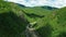 Aerial view of Curve mountain road and valley in Taiwan