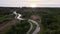 Aerial view curve river toward sea from the plantation