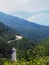 Aerial view of curve street Hai Van pass, Bach Ma mountain, Vietnam