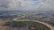 Aerial view curve Sungai Muda with flooded paddy field.