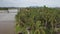 Aerial view curve Sungai Muda with flooded paddy field.