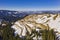 Aerial view of a curvy road in Romanian Carpathians