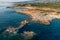 Aerial view of Cyprus nature landscape, stone coastline with mediterranean sea water. Travel to Cyprus concept