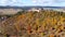 Aerial view of czech castle Tocnik in autumn time in Czech republic