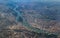 Aerial view of Danube crossing Budapest