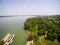 Aerial view of Danube river