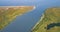 Aerial View of Danube River Mouth Flowing into the Black Sea