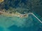 Aerial view of the De Bosset Bridge in Argostoli city on Kefalonia island