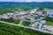 Aerial View Of Deforestation Area Landscape. Green Pine Forest In Deforestation Zone. Top View Of Forest Landscape