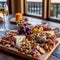 Aerial View of Delicious Charcuterie Board on Marble Tray