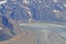 Aerial view of Denali Mountain range and glaciers, Denali National Park, Alaska