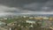 Aerial view at depot factory and storm clouds in spring