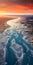 Aerial View Of Desert River At Sunset: Hyper-realistic Landscape Photography