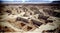 an aerial view of a desert village in the middle of the desert