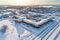 aerial view of a deserted station in snowscape