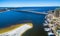 Aerial view of Destin skyline and beach, Florida in winter