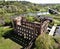 Aerial view on destroyed watermill in Sokilets,  Pivdenniy Bug river, Nemyriv district, Vinnytsya region, Ukraine