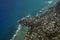 Aerial view of Diamond Head Crater Slopes, Beach, Black Point