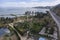 Aerial view of Dianchi lake and Kunming with abandoned airplane on foreground