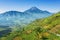 Aerial view of Dieng Plateau with Mount Sindoro