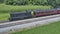 Aerial View of a Diesel Locomotive Pulling Antique Passenger Cars