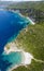 Aerial view of Dimitri Eliodoro beach, on the island of Corfu. Greece