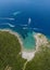 Aerial view of Dimitri Eliodoro beach, on the island of Corfu. Greece