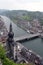 Aerial view of Dinant city, Meuse river & Collegiale Notre Dame de Dinant