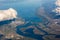 Aerial view of the Dnieper river and Kiev reservoir, Ukraine