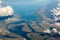 Aerial view of the Dnieper river and Kiev reservoir, Ukraine