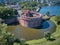 Aerial view of the Dohna tower, now the Museum of Amber in Kaliningrad, Russia