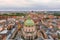 Aerial view of the Dome of Frederik`s Church in Copenhagen