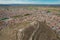 Aerial view of Don Quixote windmills in Consuegra, Toledo, Spain