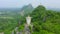 Aerial view of Don Sai, Christ Redeemer statue, in Ratchaburi, Thailand